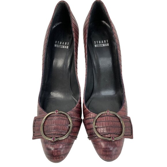 Rare VTG Stuart Weitzman Lizard Embossed Leather Mid Heels 6.5M Pump Shoes 8765 - Picture 3 of 13
